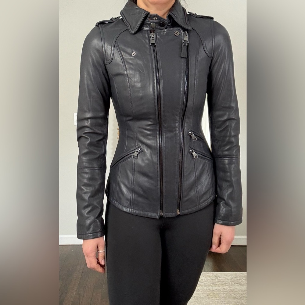 Mackage Lamb Leather Motorcycle Jacket - Picture 3 of 15